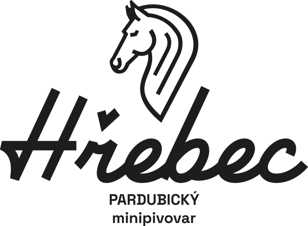 Logo Pardubického minipivovaru Hřebec. Hlava koně.